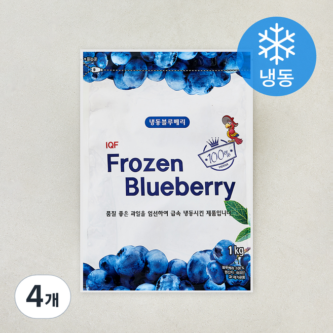 지안 미국산 블루베리 (냉동), 4개, 1kg