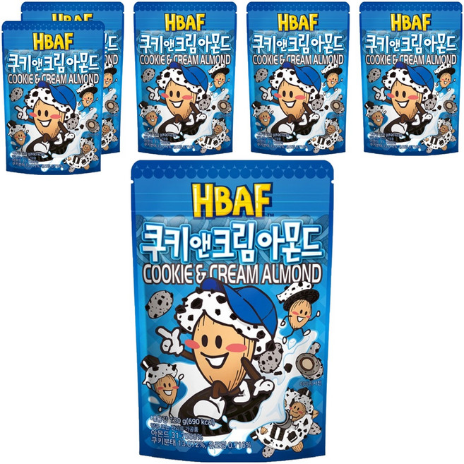 바프 쿠키 앤 크림 아몬드, 120g, 6개