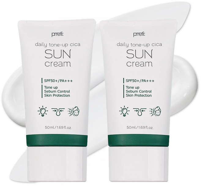 프레티 데일리 톤업 시카 선크림 SPF50+ PA+++, 50ml, 2개
