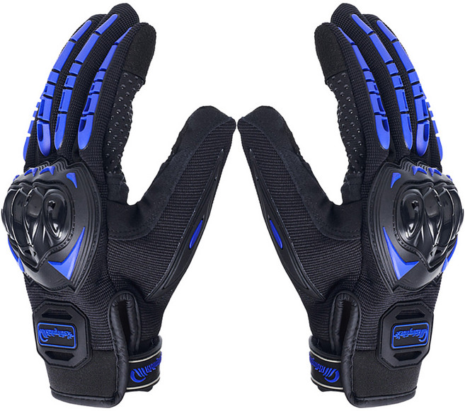 風之守護 機車騎士 觸控防摔手套, 藍色
