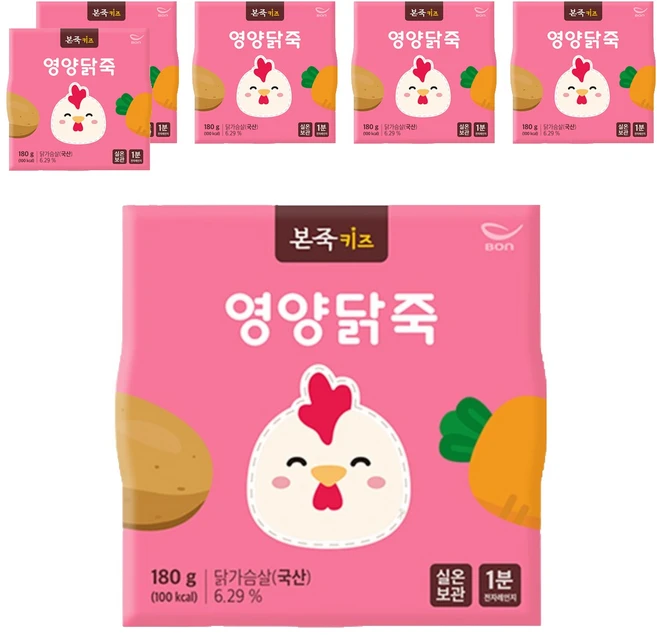 본죽 키즈 영양닭죽, 180g, 6개, 닭가슴살 - 쿠팡