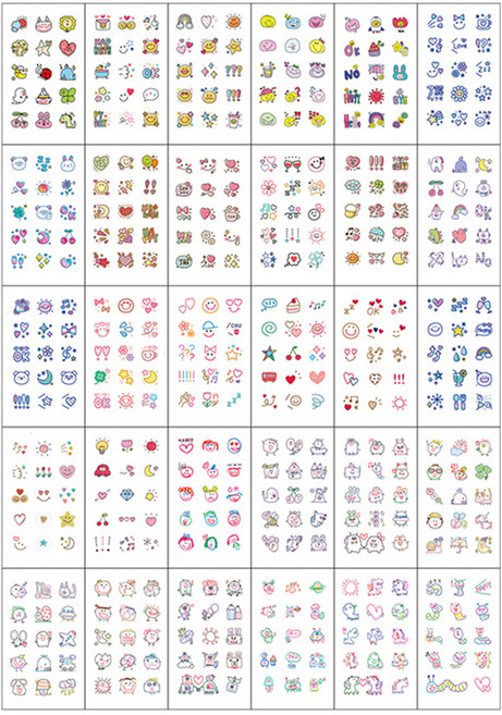 문신 헤나 레터링 타투 스티커 팬시 30종 세트, 혼합색상, 1세트