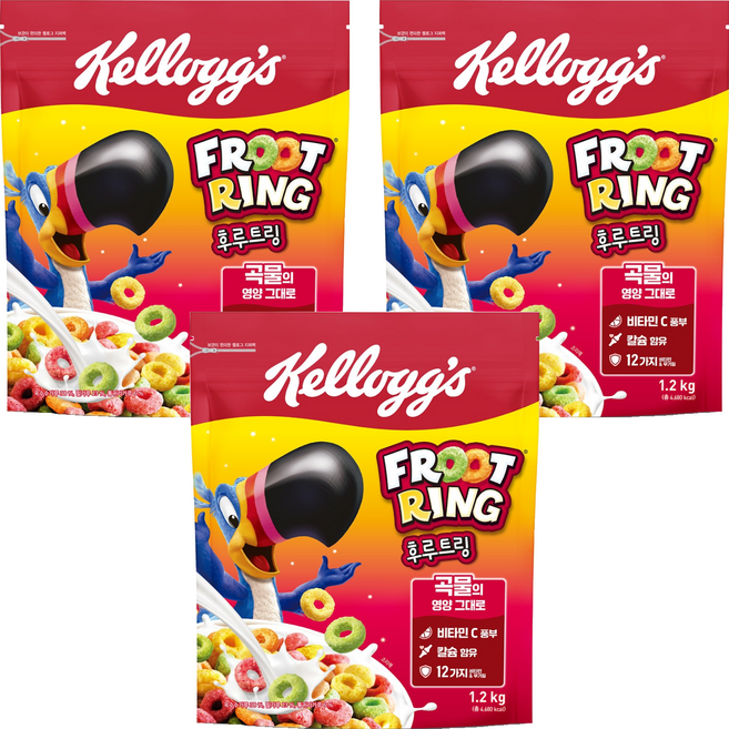 Kellogg's 家樂氏 FROOT RING 香果圈 香果圈麥片, 1.2kg, 3包
