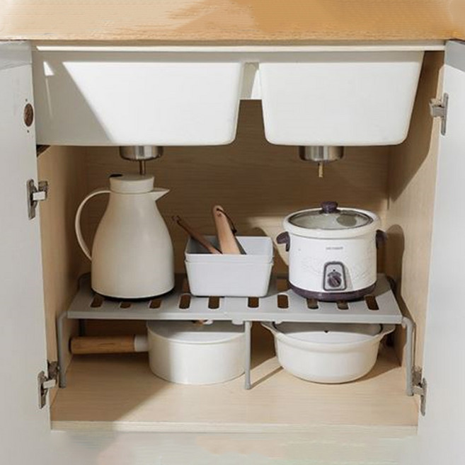 마켓피오 주방 길이조절 다용도 선반, 화이트, 1개