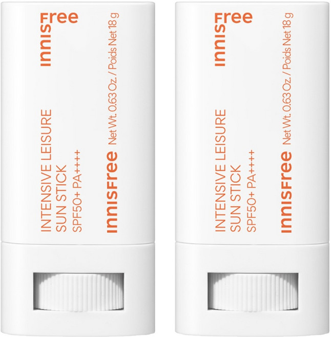 INNISFREE 台灣公司貨 強效防水休閒防曬棒 SPF50+ PA++++, 18g, 2支