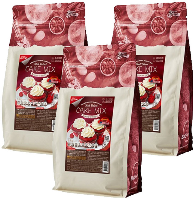 브레드가든 부드러운 레드벨벳 머핀믹스, 1kg, 3개