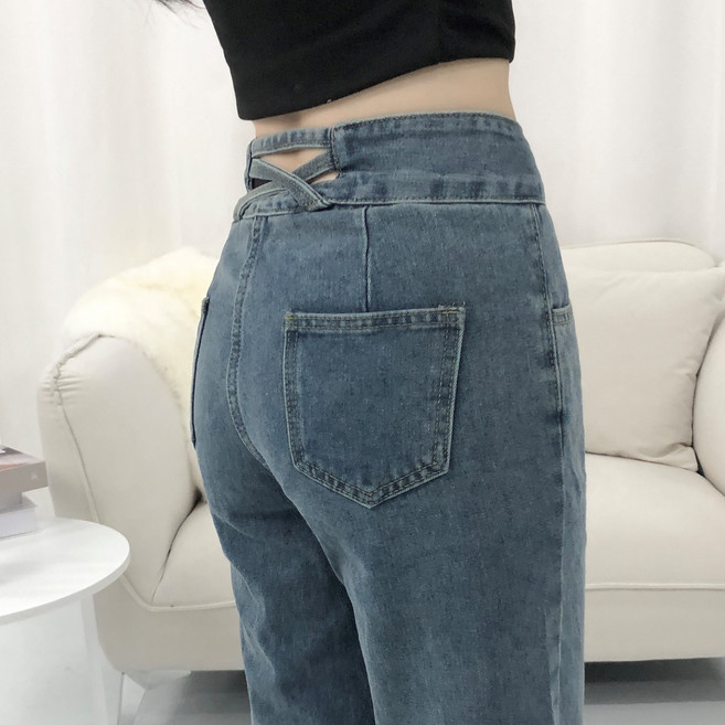 피어니스트 여성용 허리 포인트 와이드 청바지