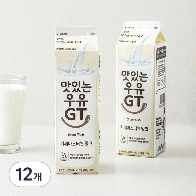 남양유업 맛있는우유GT 카페마스터S 밀크, 1L, 12개