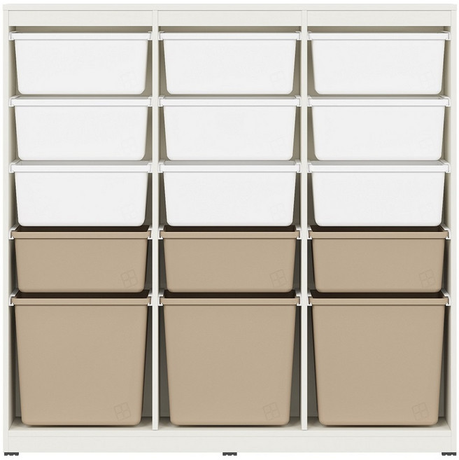 한샘 샘키즈 수납장 1305 모던 방문설치, 크림화이트 + 화이트 + 브라운, 5단