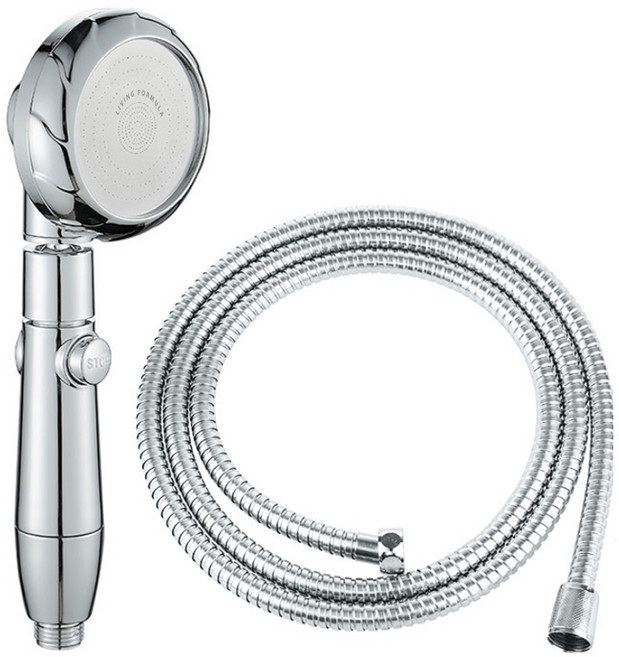 생활공식 파워수압 샤워기 샤워줄 세트, 1개, 실버