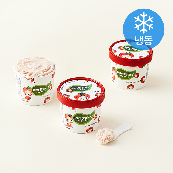 떼르드글라스 유기농 인증 컵 아이스밀크 스트로베리 (냉동), 90ml, 1개입, 3개