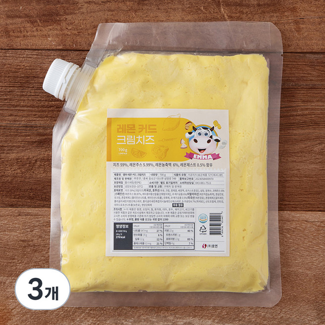 엠마 레몬 커드 크림치즈, 700g, 1개입, 3개