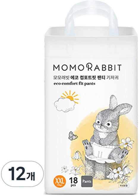 모모래빗 에코컴포트핏 팬티기저귀 유아용, 점보형(2XL), 216매