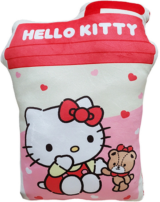 Sanrio 三麗鷗 HELLO KITTY果汁杯造型抱枕, 好朋友時光 紅色 + 黃色 + 粉色