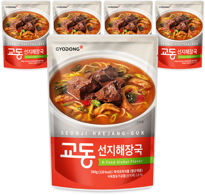 교동 선지 해장국 즉석식품, 500g, 5개