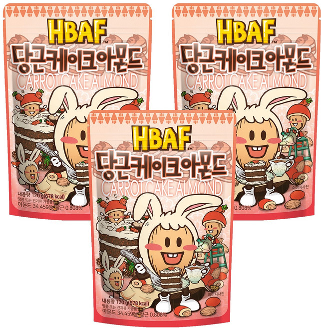 HBAF 杏仁果 胡蘿蔔蛋糕味, 120g, 3包