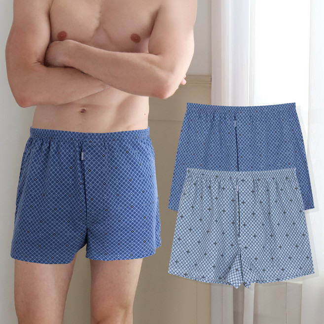 엘리가모 남성용 통기성 싱글 니트 트렁크 팬티 2종 세트