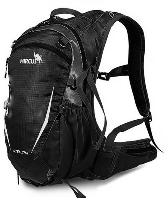 히르커스 스텔스 II 자전거배낭 + 레인커버 + 헬멧 메쉬망 세트, 블랙, 1개