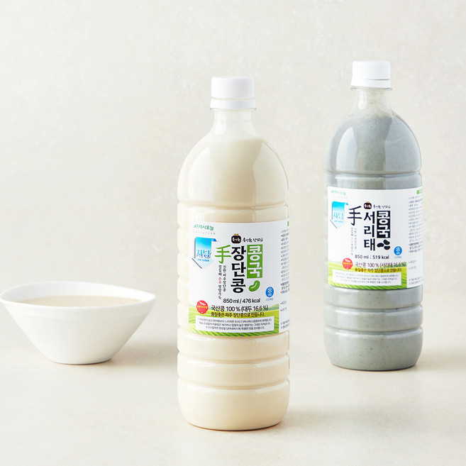 프레시오늘 껍질째 손수 영양가득 진한 저당 파주장단콩 콩국 + 서리태콩국, 1.7L, 1세트