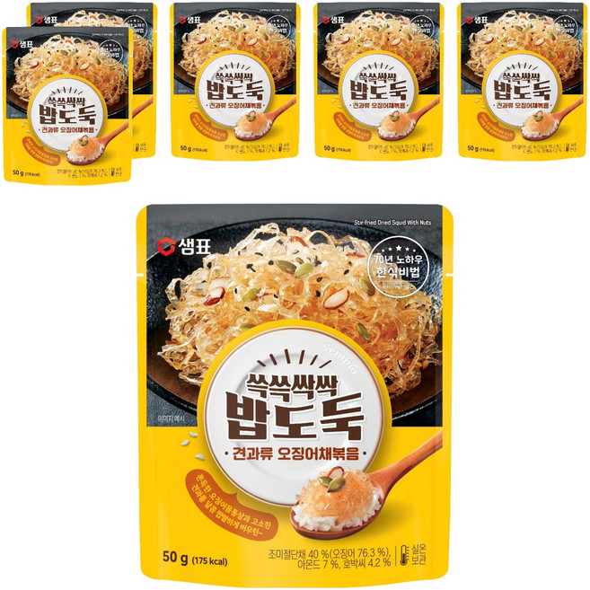 샘표 쓱쓱싹싹 밥도둑 견과류 오징어채볶음, 50g, 6개