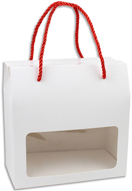 아이엔피 24 기프트 핸들창 끈손잡이 상자 대 18 x 10 x 18 cm + 밑지 + 끈, 화이트, 10개