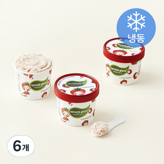떼르드글라스 유기농 인증 컵 아이스밀크 스트로베리 (냉동), 90ml, 1개입, 6개