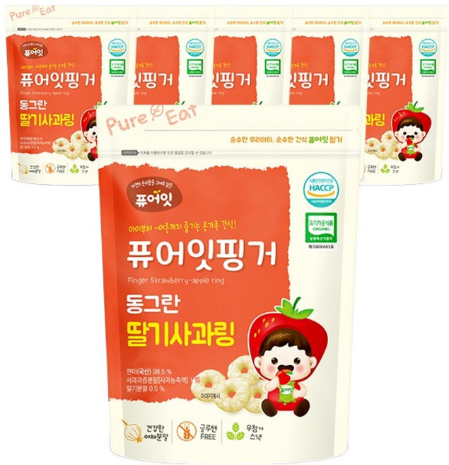 Pure Eat 孩童蔬菜風味米圈圈, 草莓蘋果口味, 40g, 6包