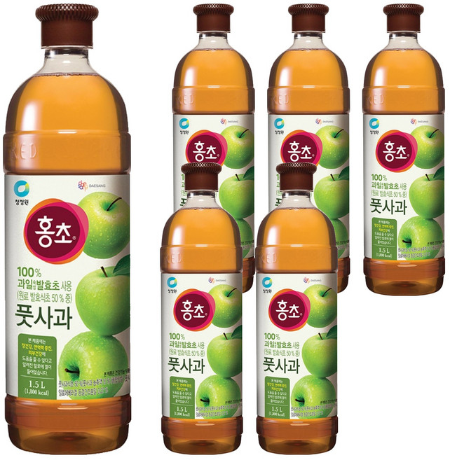 청정원 홍초 풋사과, 1.5L, 6개