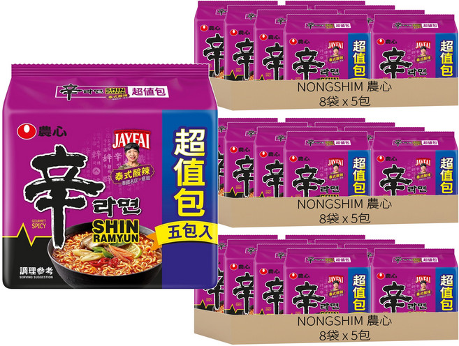NONGSHIM 農心 辛拉麵 泰式酸辣味 123g, 120包