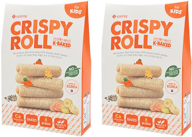 LOTTE 樂天 兒童捲心棒 8支, 香蕉胡蘿蔔味, 40g, 2盒