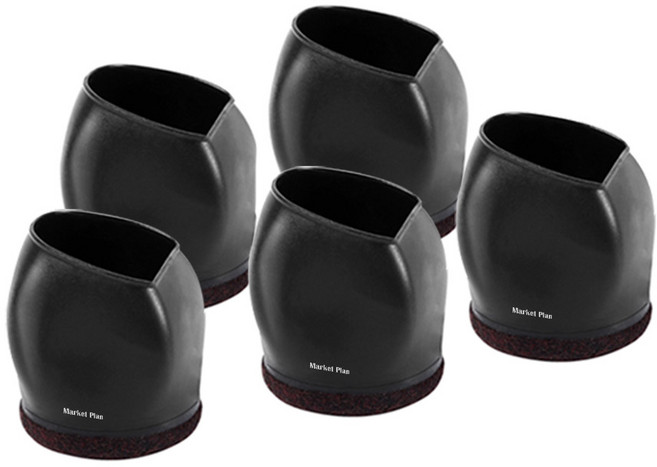 마켓플랜 소음방지 의자바퀴 고정 고무커버 세트, 블랙, 5개
