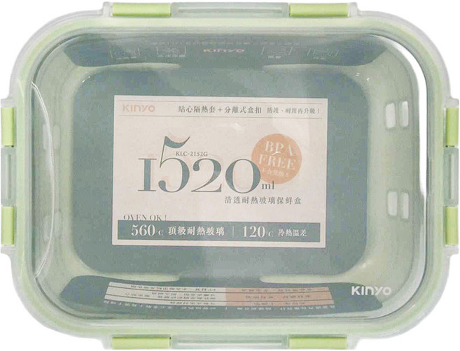 Kinyo 清透耐熱保鮮盒, 容器 + 蓋子, 1個
