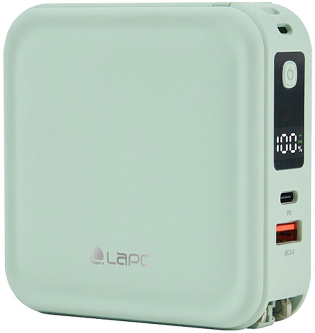 LaPO 全功能無線充電行動電源 Type-C + Type-C, WT-08, 清新綠