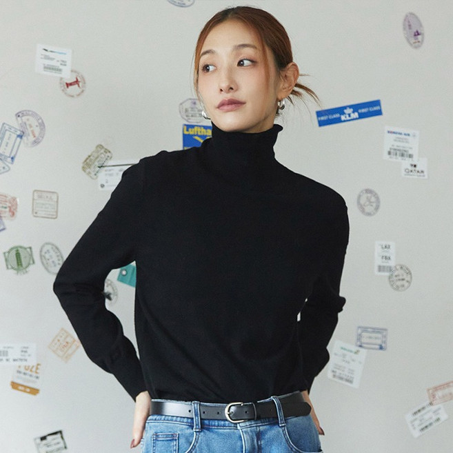 클라비스 여성용 베이직 터틀넥 풀오버