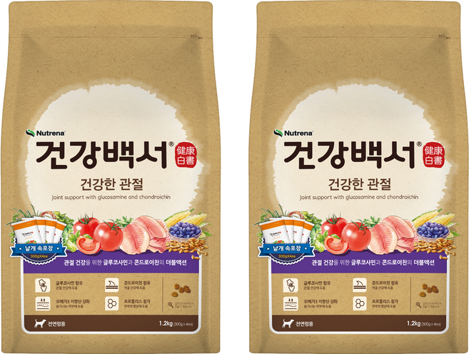 건강백서 강아지 기능성 사료, 뼈/관절강화, 1.2kg, 2개