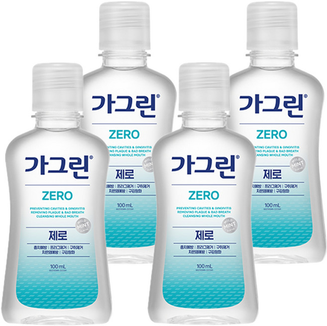 가그린 제로 구강청결제, 100ml, 4개