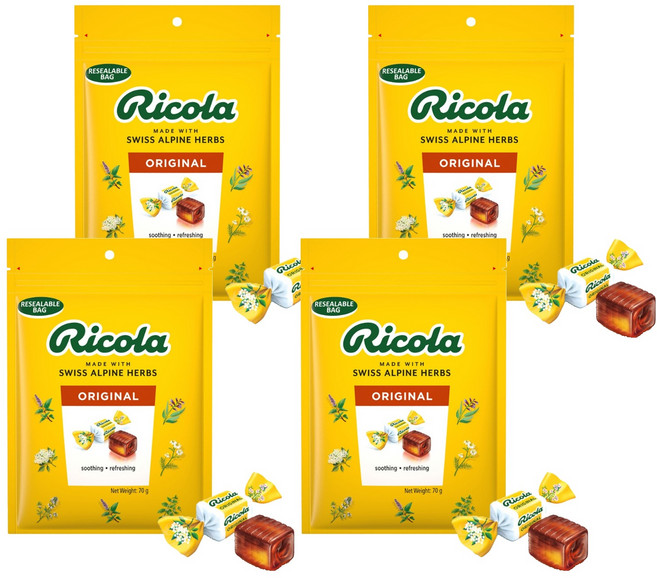 리콜라 스위스 오리지날 허브캔디, 70g, 4개