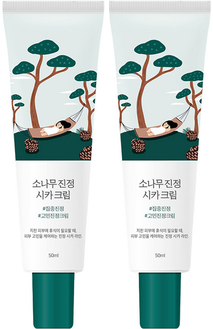 라운드랩 소나무 진정 시카 크림, 50ml, 2개