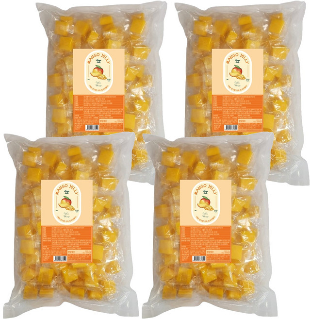 쫀득하고 달콤한 리얼 망고 젤리, 4개, 1kg