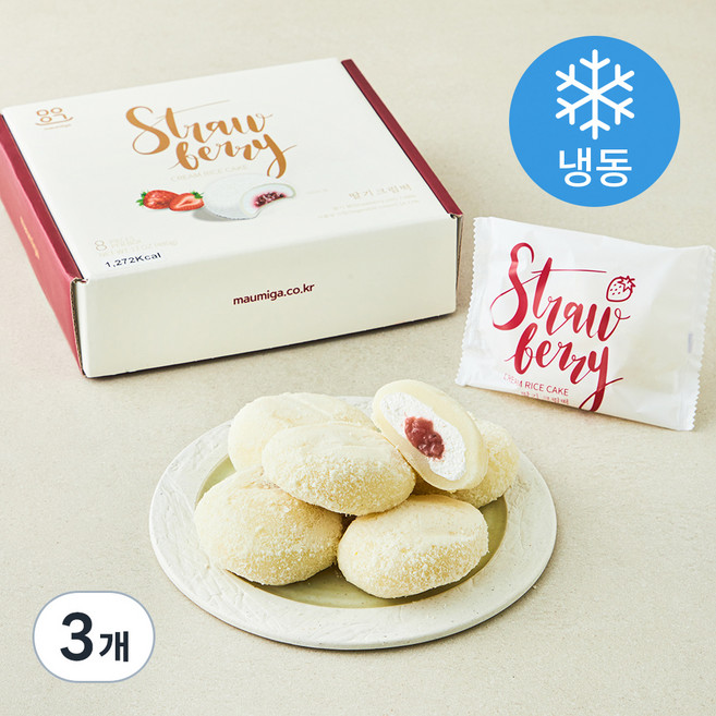 마음이가 딸기 크림떡 (냉동), 60g, 8개입, 3박스