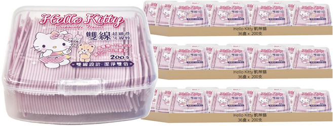 Hello Kitty 凱蒂貓 雙線超細滑牙線棒, 200支, 108盒