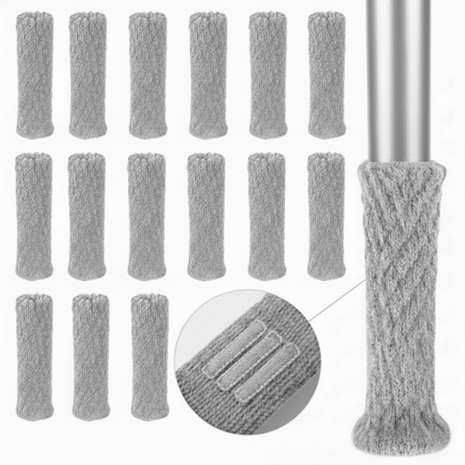 까사재클린 2겹 논슬립 양말형 의자 소음방지 발커버, 라이트그레이, 16개