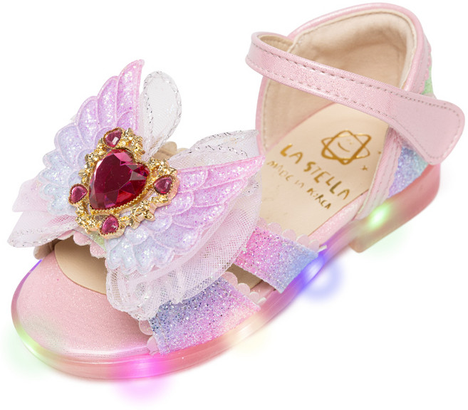 라스텔라 여아용 하트윙 LED 샌들