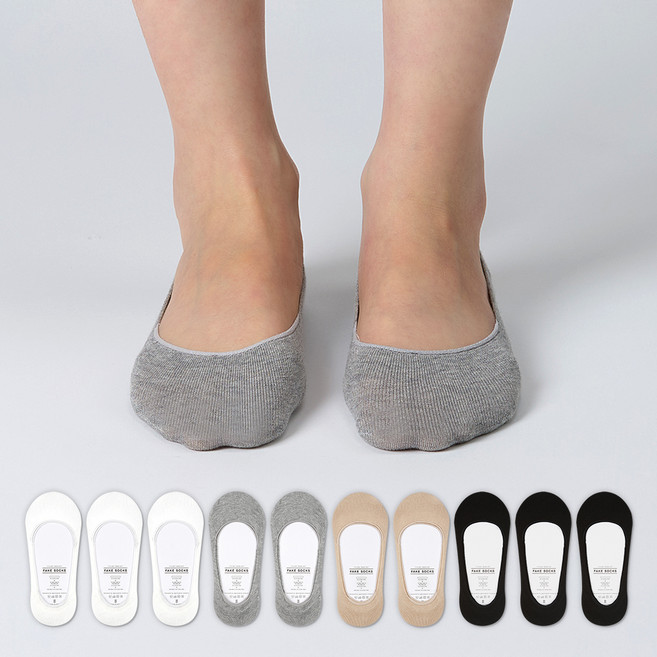 GGRN 여성용 발등 시원한 코튼 풋커버 페이크삭스 10켤레 세트