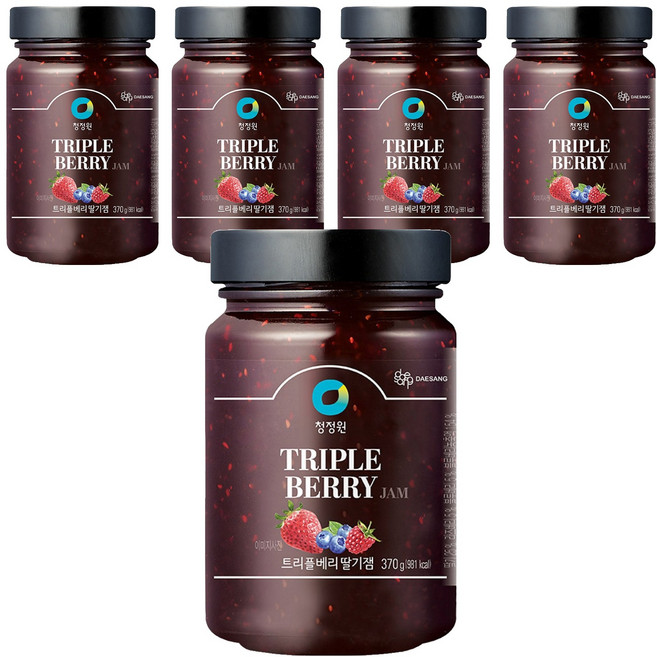 청정원 트리플베리 딸기잼, 370g, 5개