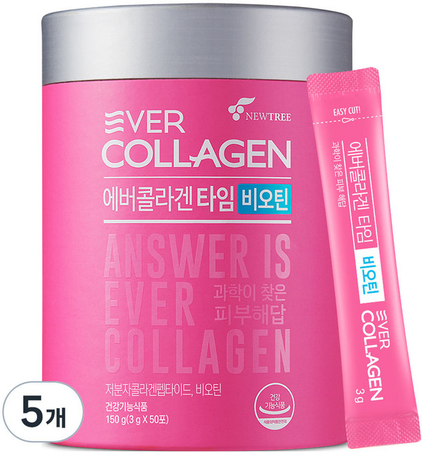 에버콜라겐 타임 비오틴 50포, 150g, 5개