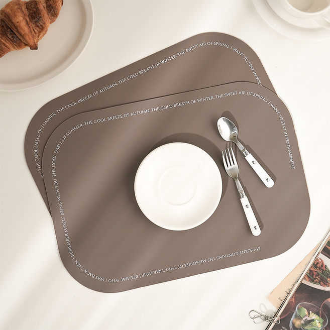 하루의공간 실리콘 방수 식탁 매트 2p, 브라운, 43 x 30 cm, 2개