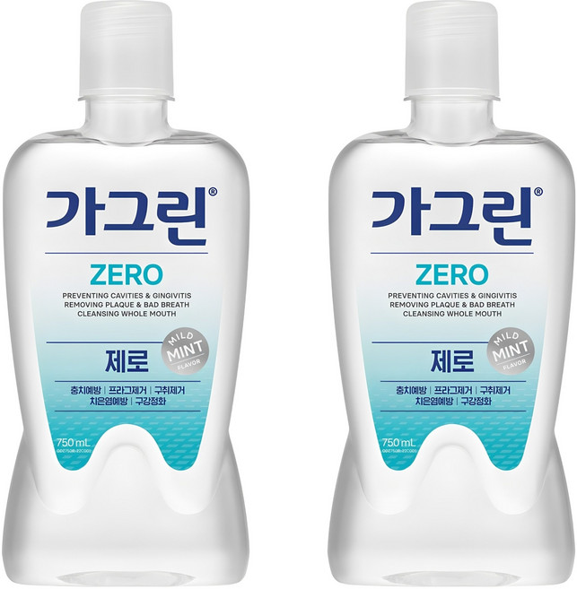 가그린 제로 구강청결제, 750ml, 2개