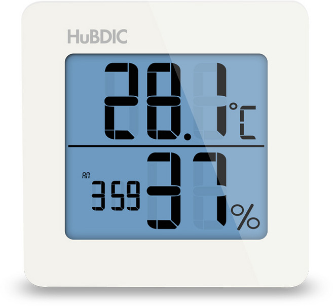 휴비딕 시계 온습도계 디지털, 화이트, 1개