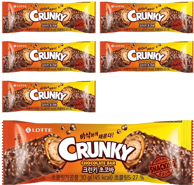 롯데웰푸드 크런키 초코바, 30g, 6개